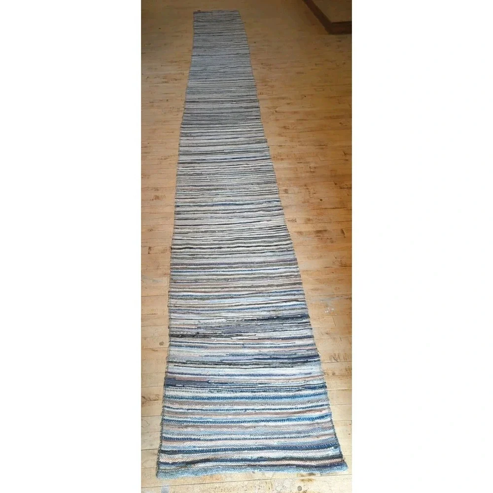 Antique Imported Swedish HandMade Rag Rug Runner (23.5 x 224 inches )